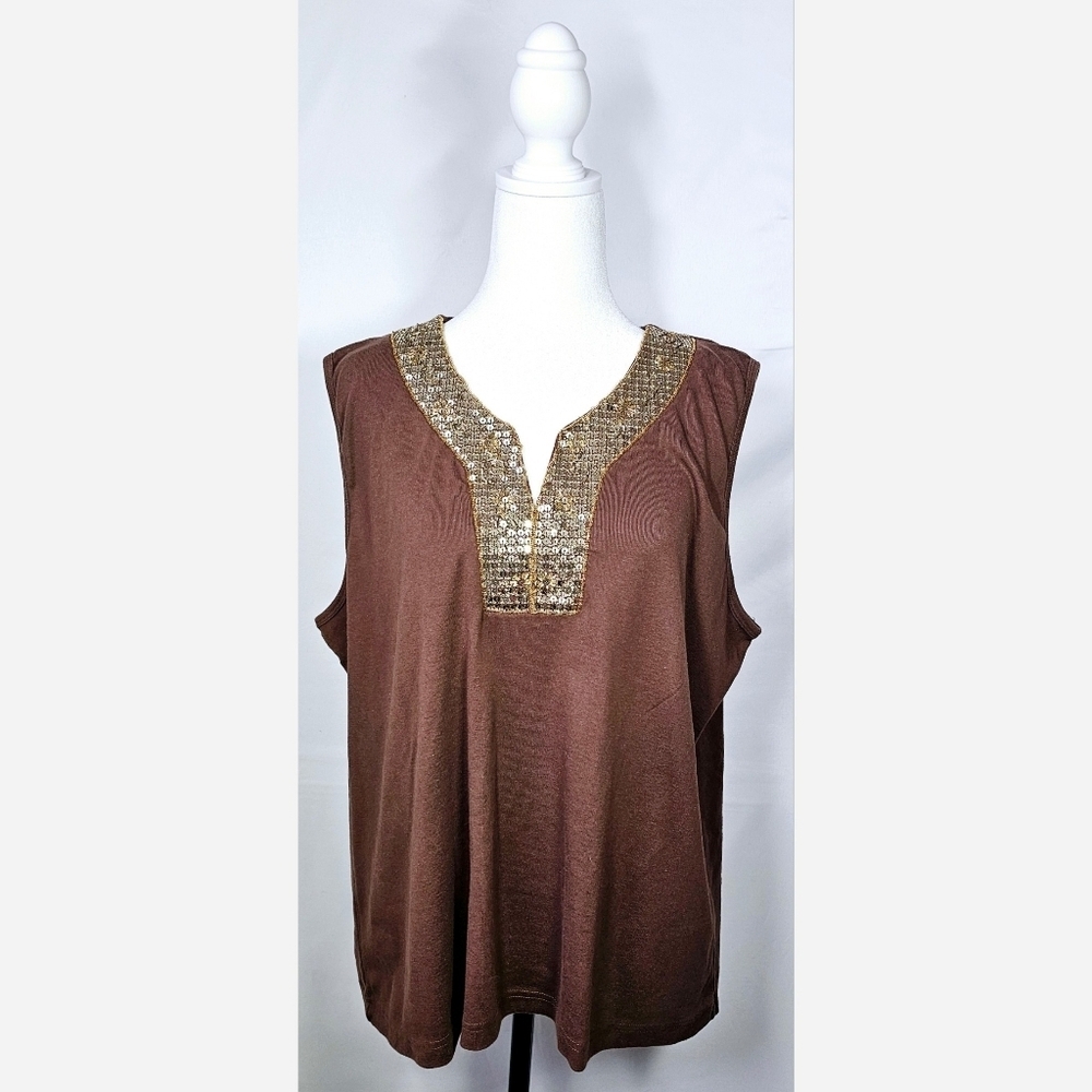 Size 26/28 CATO Brown Casual Tank Top